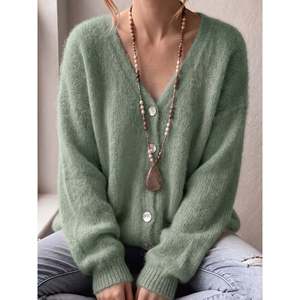 เสื้อคาร์ดิแกนคอวีสีชมพูสำหรับผู้หญิง - Product Image 1