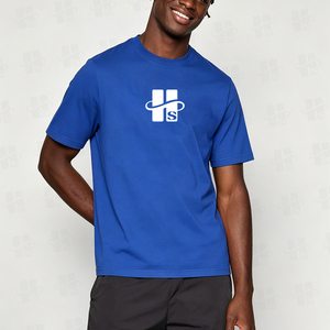 Camisetas Deportivas de Lujo Personalizadas al por Mayor, de Corte Holgado, con Estampado Serigrafiado, Cuello Acanalado Grueso, Color Sólido, para Hombre, de Alta Calidad - Product Image 2