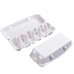 White 10 Holes Egg Holder Egg Trays With Lid Biodegradable Paper Mold Recycle Egg Carton 10 Sets Holes Wholesale Supplier Custom