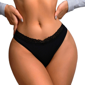 Bragas de encaje de color liso para mujer, ODM, de cintura alta, transpirables para uso diario - Product Image 1