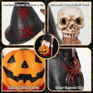 Figurine artisanale écologique de lutin féerique religieux d'Halloween avec bâton squelette, décorations et cadeaux pour la maison - Product Image 2