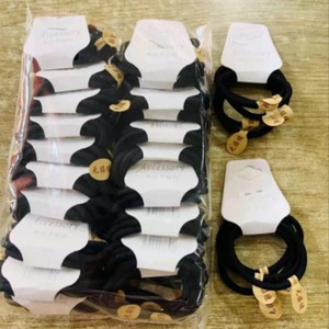 Élastique à cheveux perlé à cinq brins en tissu noir, accessoire de coiffure décontracté - Product Image 1