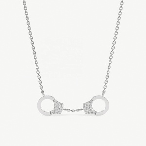 Nouveautés : Collier en argent sterling 925 avec pendentif menottes en or 18 carats - Product Image 3