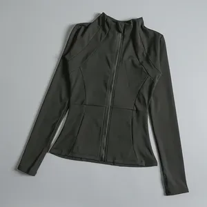 New Yoga Wear Ladies <b>Coat</b> Round High Elastic Loose Exercise Yoga Fitness <b>Long</b> Sleeve Stand-up Collar Yoga Tops - Product Image 2