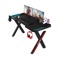 Lumière LED RVB ergonomique noire E-sports Gamer Pc bureau de jeu personnalisé en forme de X en Fiber de carbone ordinateur de bureau Table de jeu