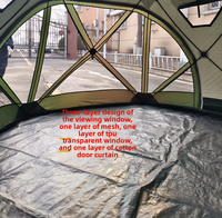 Tenda Sauna Terisolasi 6 Sisi Bentuk Heksagonal untuk Memancing di Es, 3.6M 220g 420D Oxford, dengan Lubang Cerobong/Perapian dan Jendela Jaring Transparan Besar