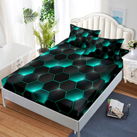 Design de luxe en nid d'abeille impression numérique 3d literie personnalisée draps housse 3 pièces