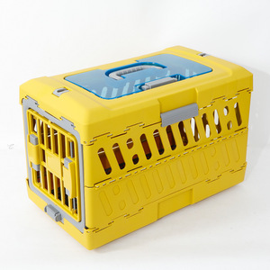 Cage pour animaux de compagnie aérienne pliante portable de luxe confortable et respirante en plastique maille bouton pression caisse pliable pour chien pour voyage en voiture - Product Image 2