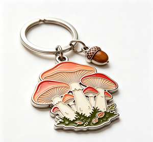 Porte-clés en métal émaillé en forme de champignon, pendentif en alliage de zinc en forme de gland, ornement cadeau pour promotion - Product Image 2