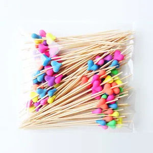 Descartável plástico amor espetos comida grau fruta bolo decoração bambu pick cocktail sticks talão espeto