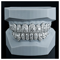 Bijoux Hip Hop Populaires, Grillz à Gros Pierres, Argent S925, Or Massif Glacé 10K 14K 18K, Certifié par un Tier Troisième, Unisexe
