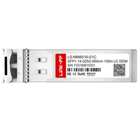 Modul transreceiver optik LC MMF Multi Mode, SFP + 16G saluran serat 850nm 100m DDM Duplex