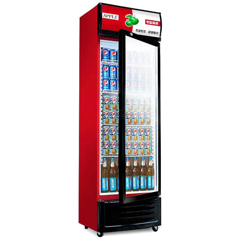 Refrigerador de bebidas con pantalla profesional, refrigerador, congelador, pantalla vertical, refrigerador comercial para supermercado