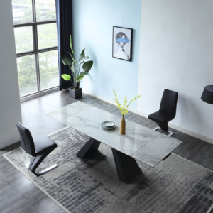 Mesa de Comedor Extensible de Piedra Sinterizada con Base de Metal, Compre Muebles de China en Línea - Product Image 3