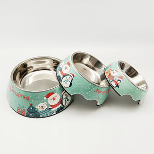 Mangkuk Stainless Steel Keramik, Mangkuk Makanan Hewan Peliharaan Kucing Anjing Kustom Natal - Product Image 5