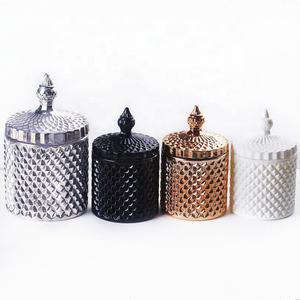 Barattolo di Lusso in Vetro Dorato per Candele, Contenitore Vuoto con Coperchio per Produzione di Candele - Product Image 5