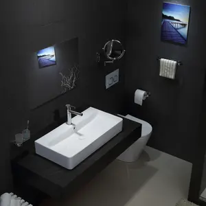 Glossy white rectangular ceramic basin bathroom basin wall hung washroom sink