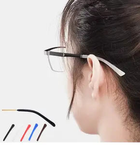 Venta al por mayor gafas tubo negro-Protectores de silicona antideslizantes para gafas, almohadillas para las orejas, manguitos para gafas