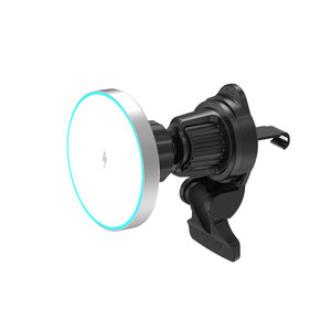 Support de téléphone magnétique N52 puissant en alliage d'aluminium pour voiture, <span class=keywords><strong>chargeur</strong></span> sans fil 360° réglable pour grille d'aération, charge rapide 15W, lumière bleue ambiante - Product Image 1