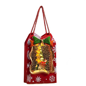 Sac cadeau <span class=keywords><strong>de</strong></span> <span class=keywords><strong>Noël</strong></span>, boîte à musique, cadre à carreaux gingham, effet <span class=keywords><strong>de</strong></span> neige tourbillonnante, sac fourre-tout <span class=keywords><strong>de</strong></span> boutique, sac à main portable, souvenir festif, meilleur cadeau - Product Image 6