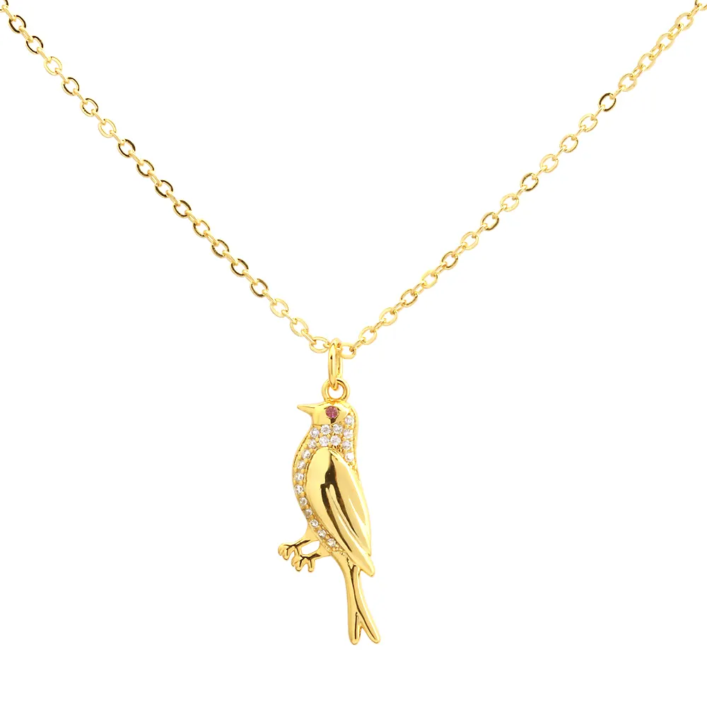 Delicate Small Animal Bird Pendant Necklace Gold Silver Plated Micro Pave Zircon Charm Necklace for Women Girls Dainty Jewelry