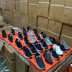 Bulk Wholesale homens esportes casuais moda masculina tênis tipo misto para mens preto usado sapatos estoque malha sapatos