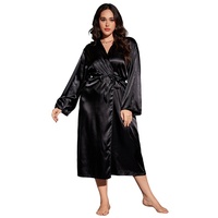 Robe de nuit sexy en satin à taille élastique, style européen et américain, longueur genou, pour femme, grande taille, printemps-été, légère
