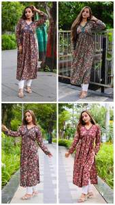 Lujoso traje Anarkali con estampado de rayón pesado de 14kg, corte Naira, vestido de seda de estilo completo, diseño étnico para mujeres, ropa India paquistaní - Product Image 3