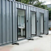 Toilettes conteneurisées portables modernes et écologiques de 20 pieds, personnalisables, en panneaux sandwich, pour bureaux, bâtiments et hôtels