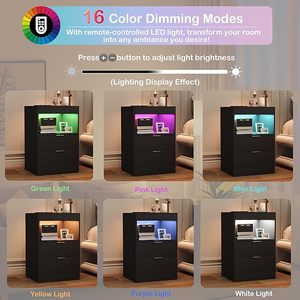 Hiện đại thân thiện với môi gỗ cạnh giường ngủ bảng & đầu giường với 2 ngăn kéo LED sạc Home NỘI THẤT PHÒNG NGỦ cho khách sạn sử dụng - Product Image 3