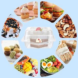 5 Inch Recycled Disposable Custom Clear Square <b>PET</b> Plastic Clamshell Container Stackable Durable Restaurant Food Truck Boxes - Product Image 5