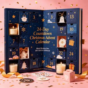 กล่องของขวัญปฏิทินนับถอยหลัง 24 วัน รูปทรงหนังสือ พิมพ์ลายตามสั่ง FX  ทำจากกระดาษแข็งเคลือบแม่เหล็ก  พร้อมเคลือบ UV  วัสดุรีไซเคิล  แบบกล่องสุ่ม - Product Image 1