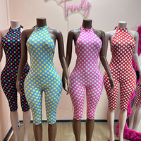 Nuevos Lanzamientos 2026: Monos Elásticos para Mujer con Estampado de Puntos, sin Espalda y Ajustados (Bodycon)