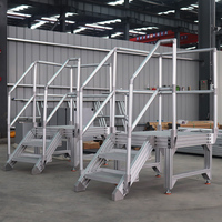 Escalier de plateforme en aluminium pour entrepôt industriel OEM, système de réparation de plateforme d'escalier en aluminium avec roues