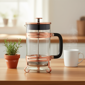 Cafetera Francesa de Cobre de 34 oz, Vidrio de Borosilicato, Filtro de Acero Inoxidable, para Preparación en Frío, Uso Doméstico y en la Cocina - Product Image 2