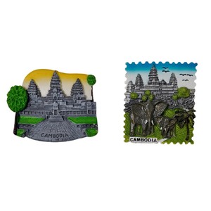 Fabricante de resina de recuerdos de viaje con características de Camboya, adhesivos 3D para refrigeradores del Sudeste Asiático, para exportación y comercio exterior. - Product Image 3