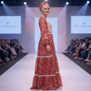 Robe longue maxi africaine imprimée sur mesure à motif floral d'été, manches longues bouffantes, bordure en dentelle, en rayonne respirante, tenue traditionnelle de luxe - Product Image 2