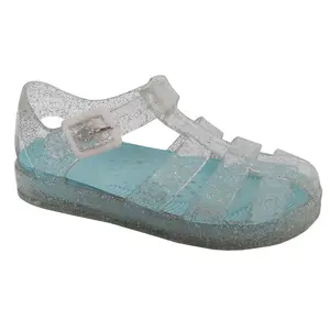 Glitter güneş jöle kafes sandalet gümüş 80s gladyatör şeffaf PVC enjeksiyon ayakkabı