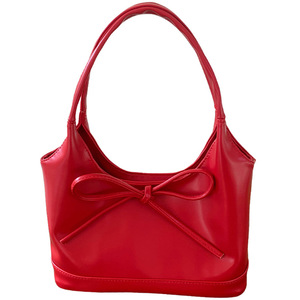 Bolso de hombro para mujer con lazo rojo, hebilla magnética, bolsillo con cremallera, uso diario, invierno 2024 - Product Image 5