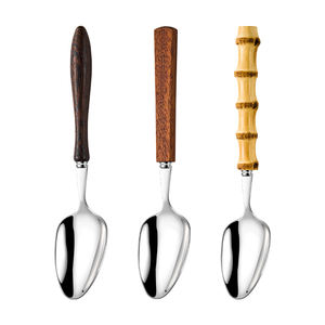 Juego de Cubiertos de Acero Inoxidable 304 con Mango de Madera Moderno, Apto para Lavavajillas, Pulido Espejo - Cucharas, Tenedores, Cuchillo para Carne, Tenedor para Catering - Product Image 6