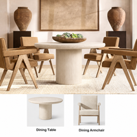 Ensemble de table et de chaises de salle à manger au design moderne, 7 pièces, construction durable en bois et tissu, meubles de salle à manger écologiques