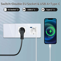 Interrupteur mural mécanique multifonction Touchmi 16A Allemagne et prise 1/2/3 voies avec double prise électrique USB Type C