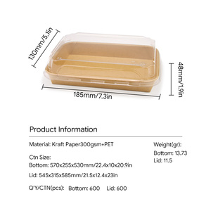Eco-friendly Recycled Materials Rectangle Sushi <b>Box</b> Custom Logo Kraft Paper Disposable Food Container Outdoor Use - Product Image 2