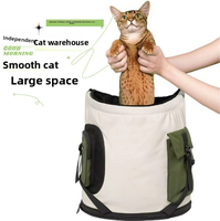 Sac à dos de transport élégant et respirant pour animaux de compagnie, grande capacité, en nylon imperméable, réglable, pour chats et petits chiens (portage frontal)