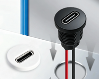 Connecteur USB-C étanche à montage sur panneau, port de charge femelle Type-C rond avec écrou de verrouillage M12, 5V 3A 2P, câble PH2.0, découpe de 12 mm