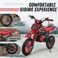 Moto à 2 temps populaire rouge Yaztor 49cc, mini moto à essence au design élégant, livraison rapide depuis l'entrepôt américain, moto tout-terrain pour enfants