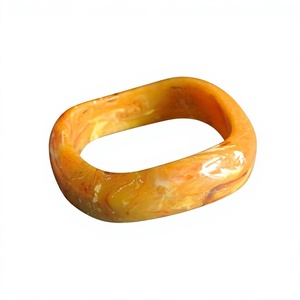Best Vintage Handmade <b>Resin</b> Bangle Bracelet Design Orange Yellow Marbled Round Shape Women's Jewelry <b>Craft</b> Gift for Woman - Product Image 1