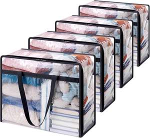 Organisateur <span class=keywords><strong>de</strong></span> sac <span class=keywords><strong>de</strong></span> <span class=keywords><strong>rangement</strong></span> <span class=keywords><strong>de</strong></span> vêtements clairs avec poignée renforcée organisateur <span class=keywords><strong>de</strong></span> placard sac en vinyle <span class=keywords><strong>pour</strong></span> literie couvertures en lin housses <span class=keywords><strong>de</strong></span> <span class=keywords><strong>couette</strong></span> - Product Image 1