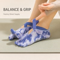 Chaussettes de yoga OEM personnalisées pour femmes, à cinq doigts, tie-dye, respirantes, confortables, séchage rapide, antidérapantes, pour l'automne et le quotidien