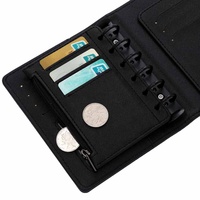 Hongbo – Feuille volante A7 gaufrée en cuir Saffiano 17 couleurs avec pochette et emplacements pour cartes pour classeur de budget